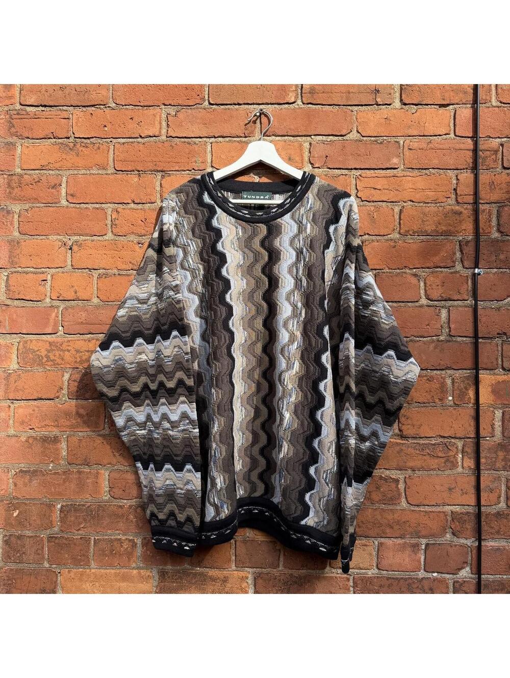 vintage tundra coogi style zig zag knit sweater 90s XXL